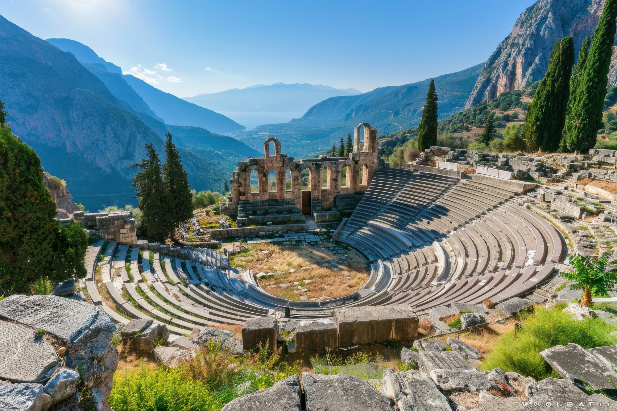 The ancient theater and ruins of Delphi, Greece