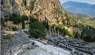The ancient theater and ruins of Delphi, Greece