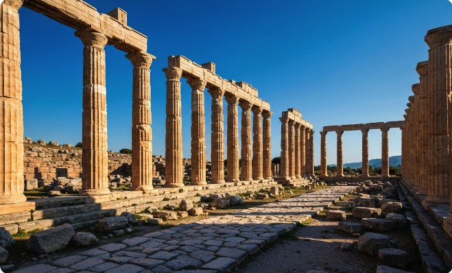 Ancient stone pathway through Biblical ruins